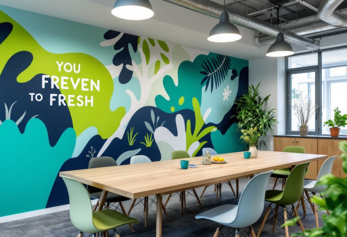custom-wall-murals-uv-printing-kent Custom wall mural printed directly onto wall using UV wall printing in Kent